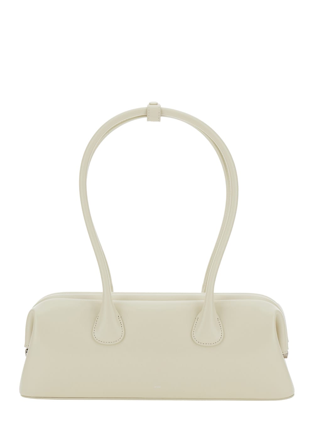 boat White Shoulder Bag With Round Handles And Lettering Logo On The Front In Leather Woman