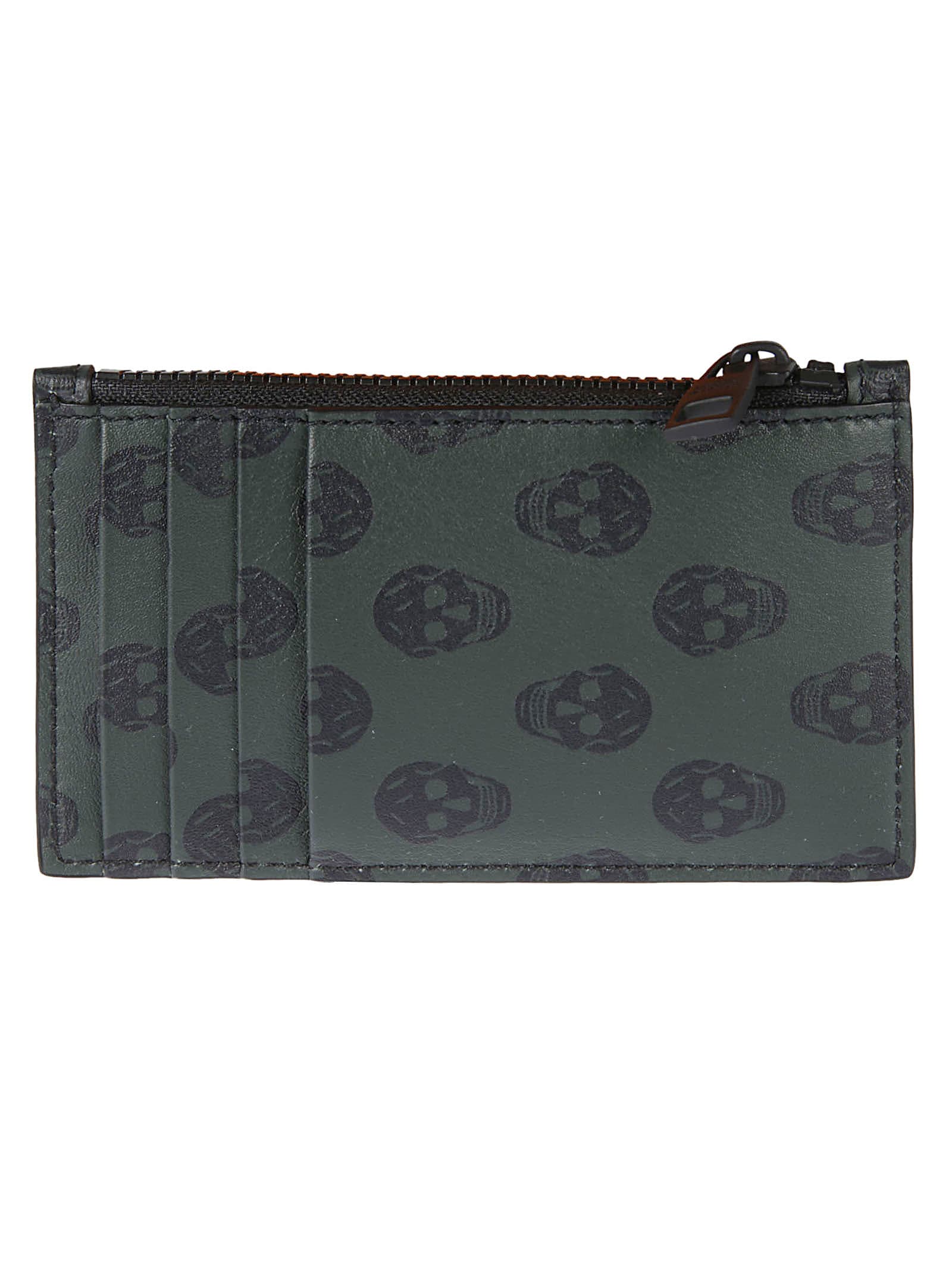 Shop Alexander Mcqueen Zip-coin Card Holder In Green/black