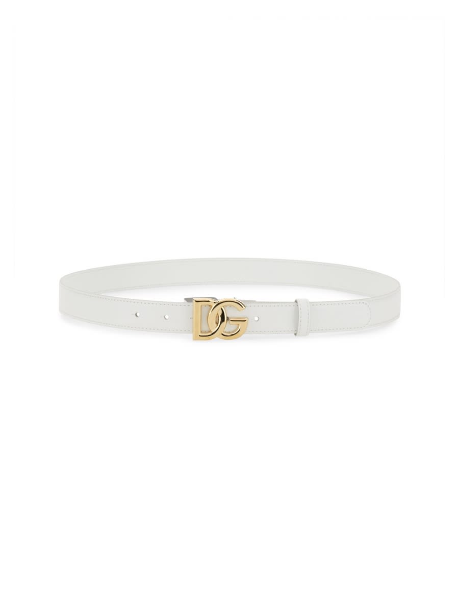 Shop Dolce & Gabbana Belt With Logo In White