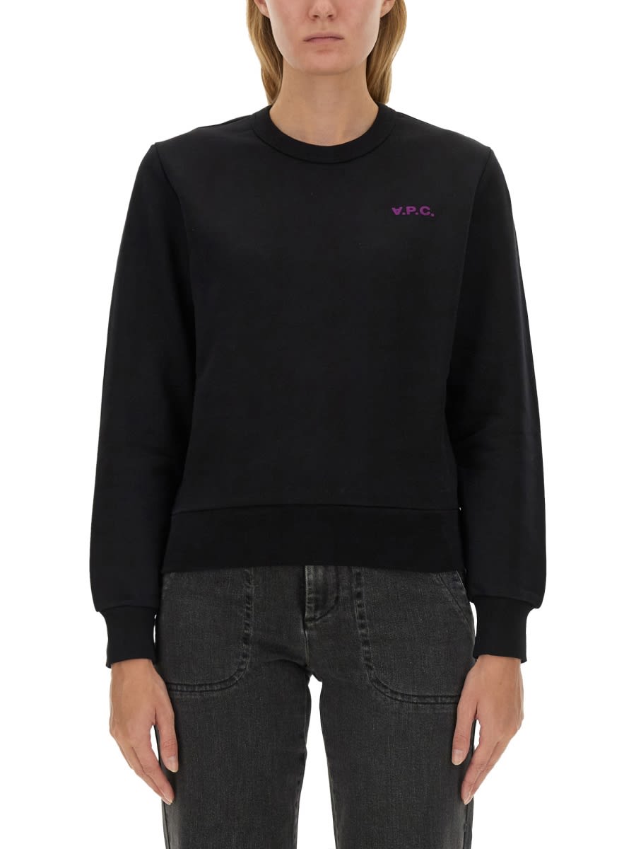 Shop Apc Sweatshirt With Logo In Black