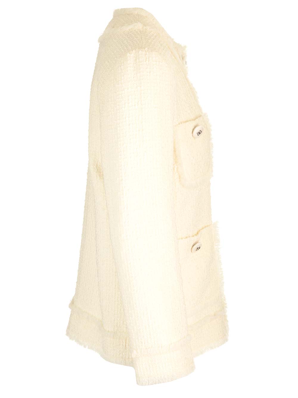 Shop Dolce & Gabbana Multi-pocket Cardigan In Bianco Panna Chiaris