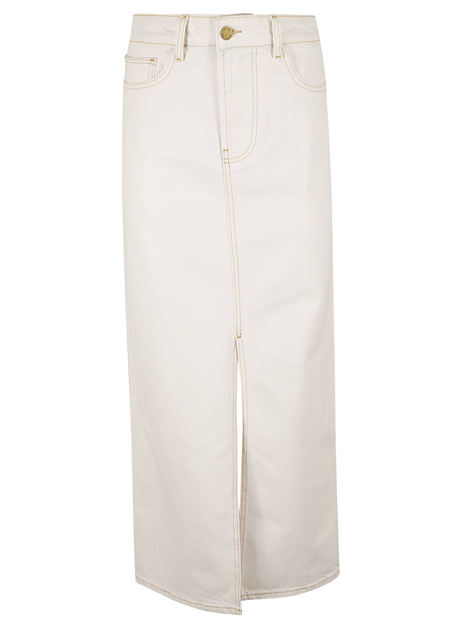 Shop Philosophy Di Lorenzo Serafini Front Slit 5 Pockets Denim Skirt In Bianco