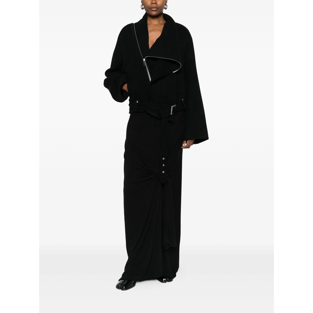 Rick Owens Cropped Flight Jacket Scarf Detail In Black