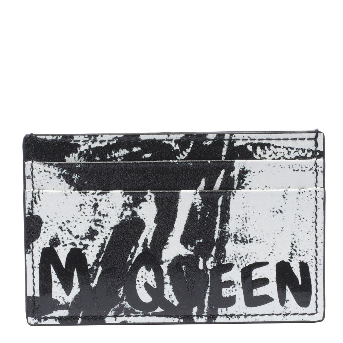 Alexander Mcqueen Logo Printed Cardholder In Black/white