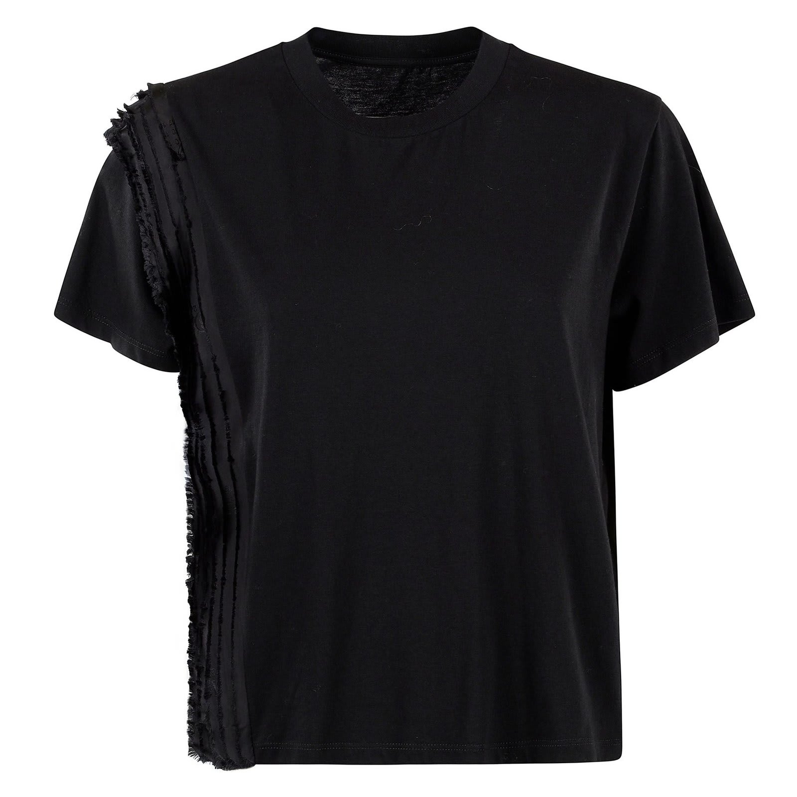 Shop Mm6 Maison Margiela Pleat Detailed Crewneck T-shirt In Nero