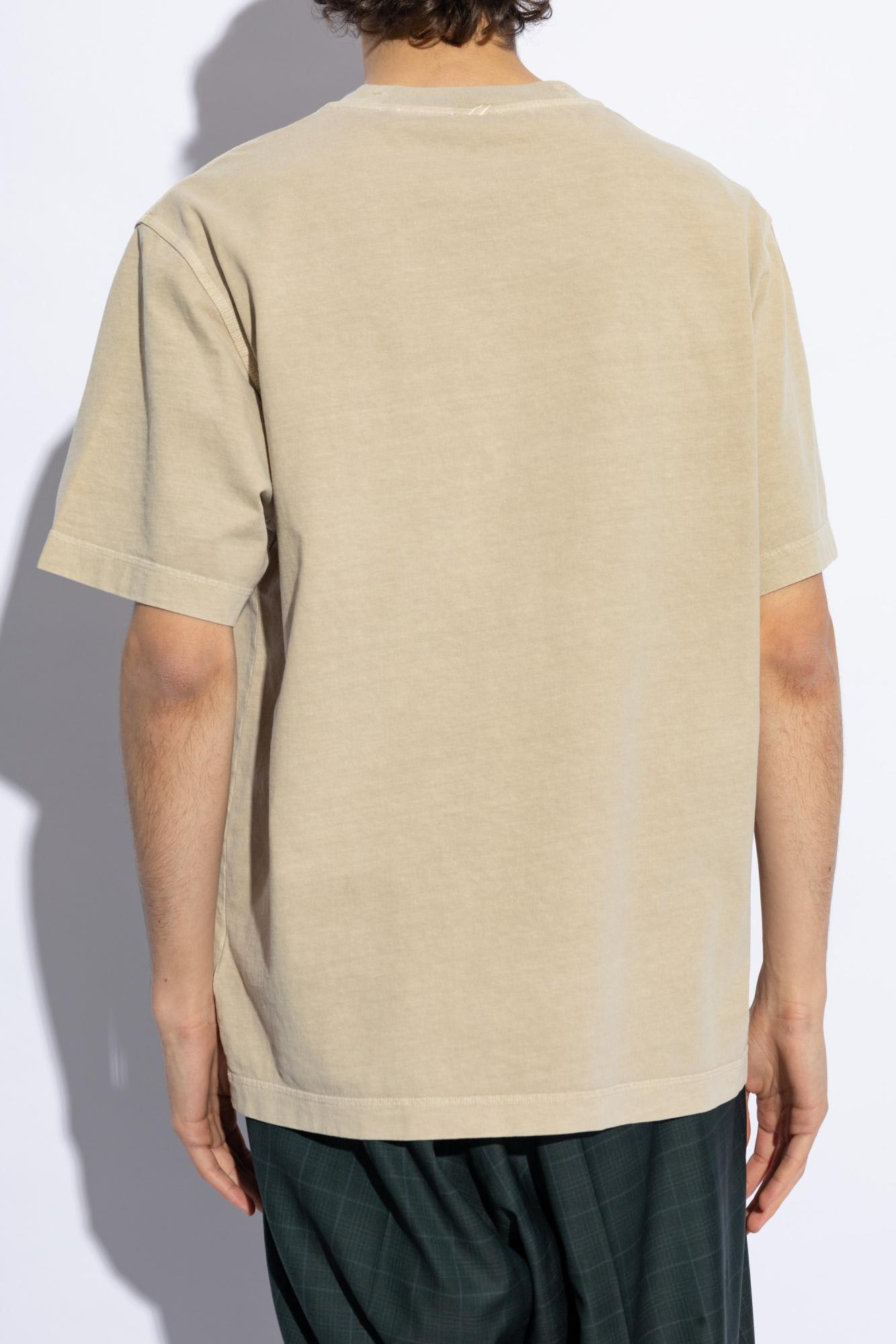 Shop Burberry T-shirt With A Patch In Beige