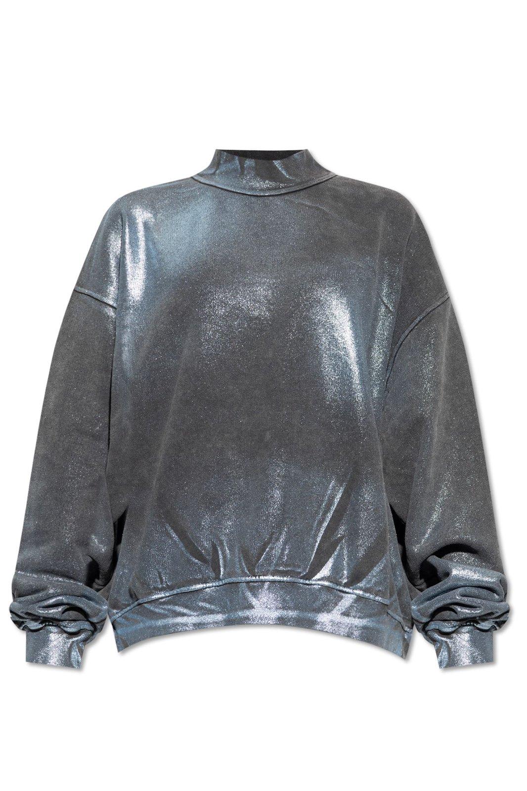 Shop Diesel F-alexan Mtallic Finish Sweatshirt In Black/metallic