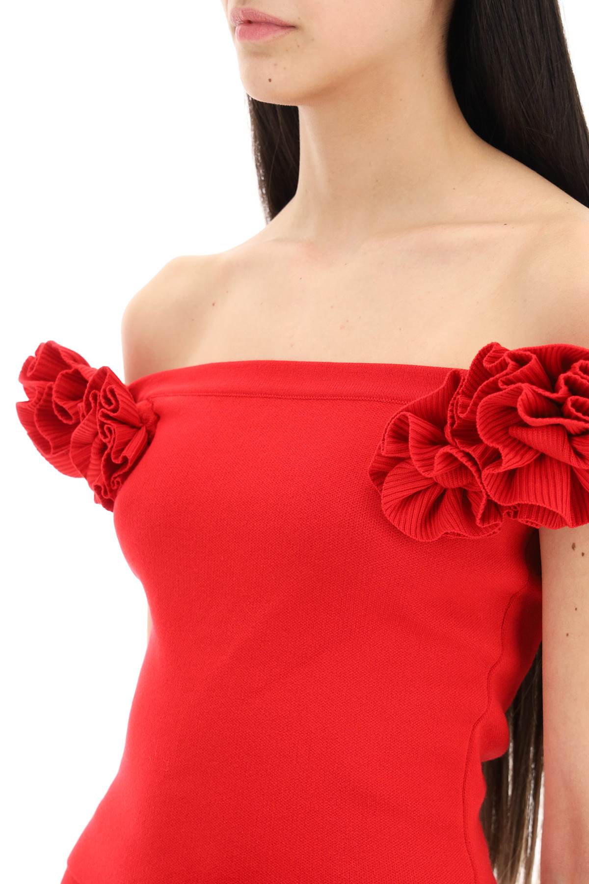 Shop Magda Butrym Fitted Top With Roses In Red (red)