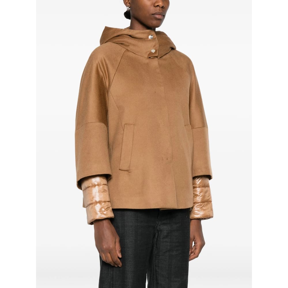 Herno Hooded Panelled Jacket In Brown