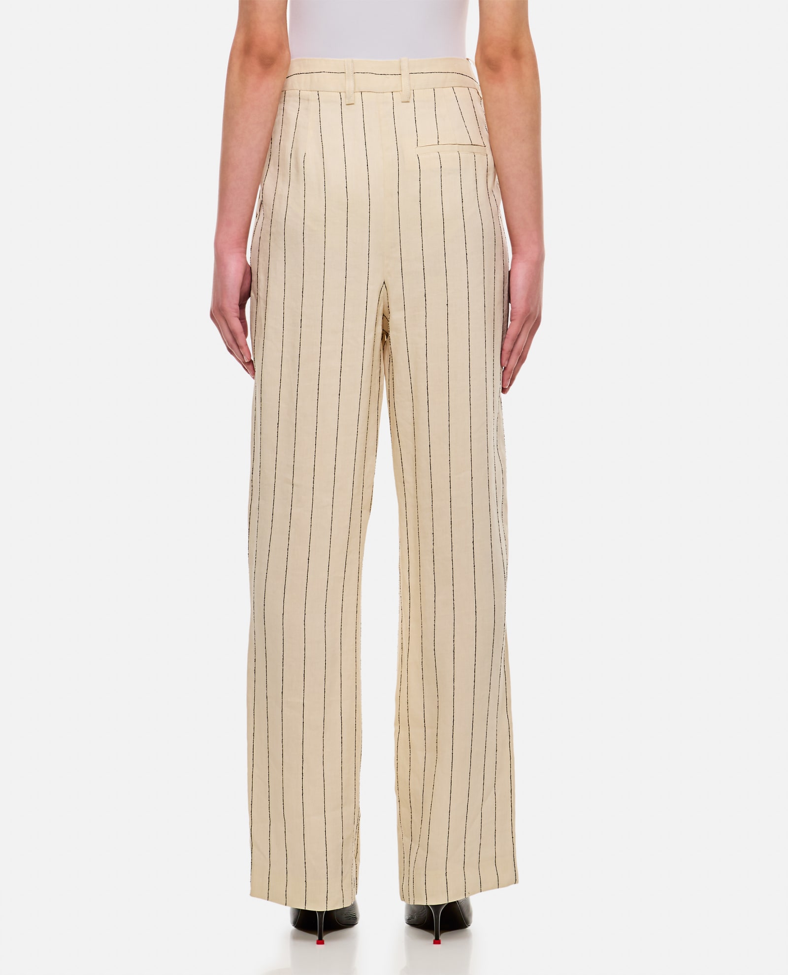 Shop Loulou Studio Pinstriped Pants In Beige