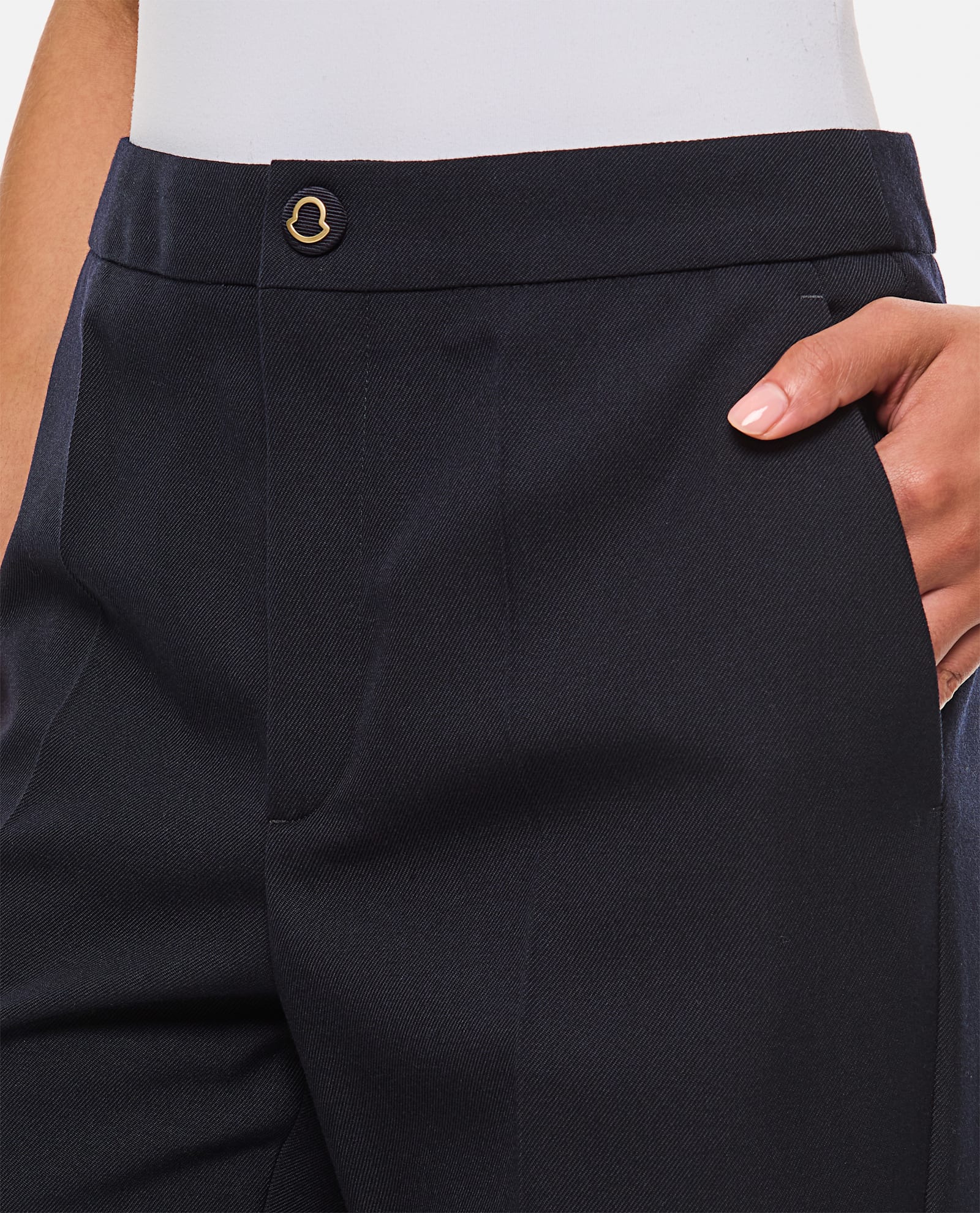 Moncler High Waist Denim Pants In Blue