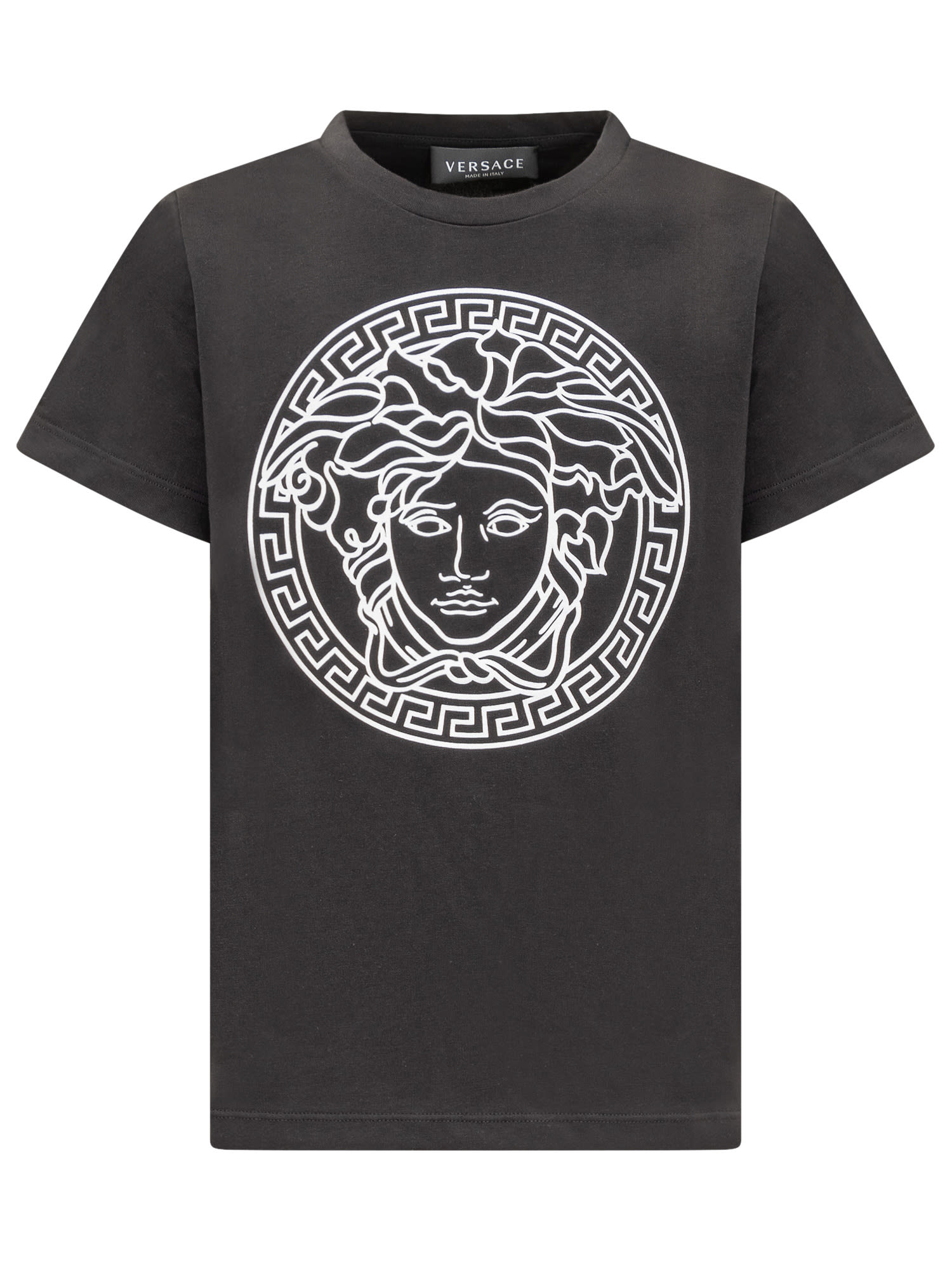 Young Versace Kids' T-shirt With Medusa In Black