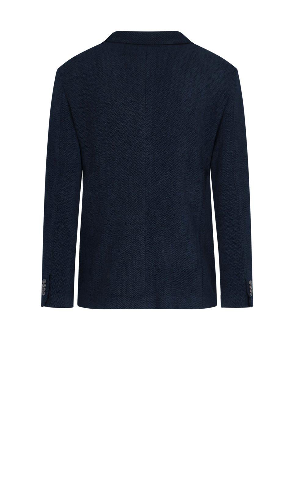 Shop Giorgio Armani Single-breasted Straight Hem Blazer In Blu