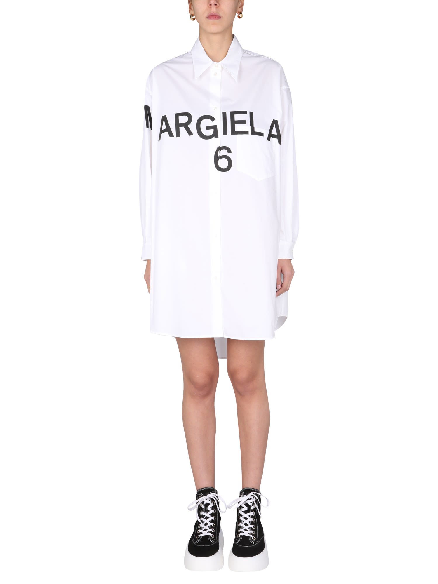 MM6 Maison Margiela Shirt Dress With Logo Print