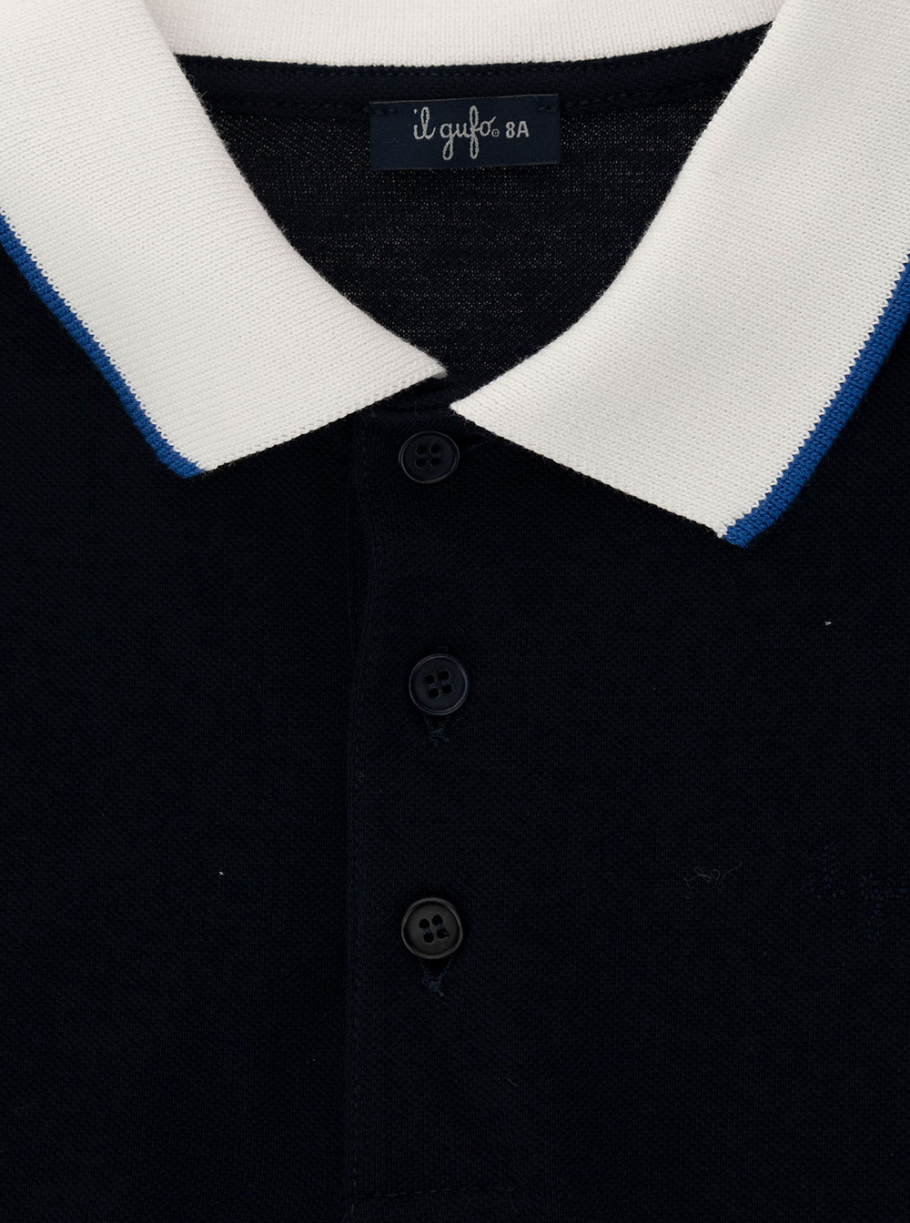 Shop Il Gufo Black Polo Shirt With Contrasting Collar In Cotton Boy In Blu