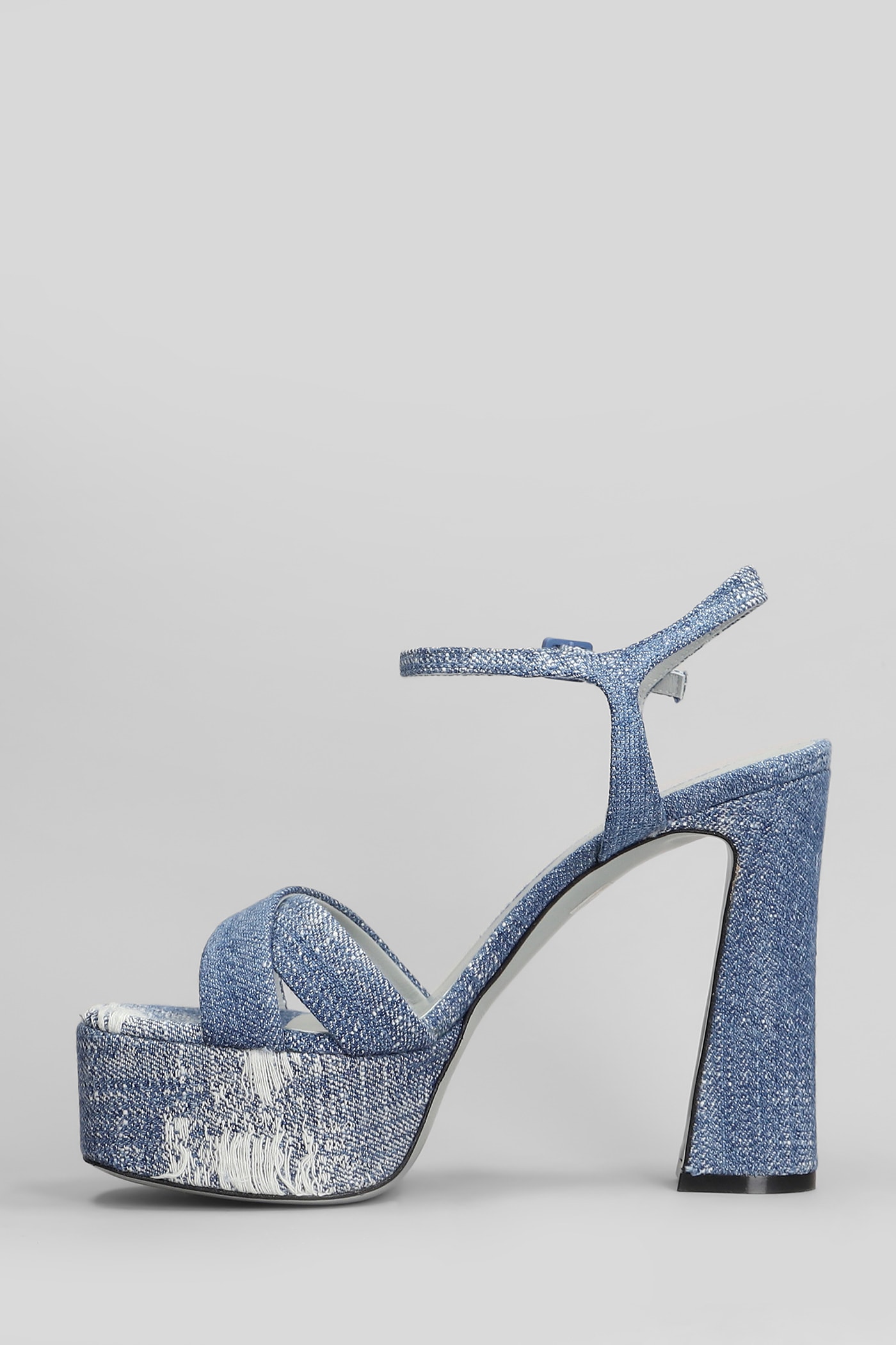 Shop Roberto Festa Stella Sandals In Blue Denim