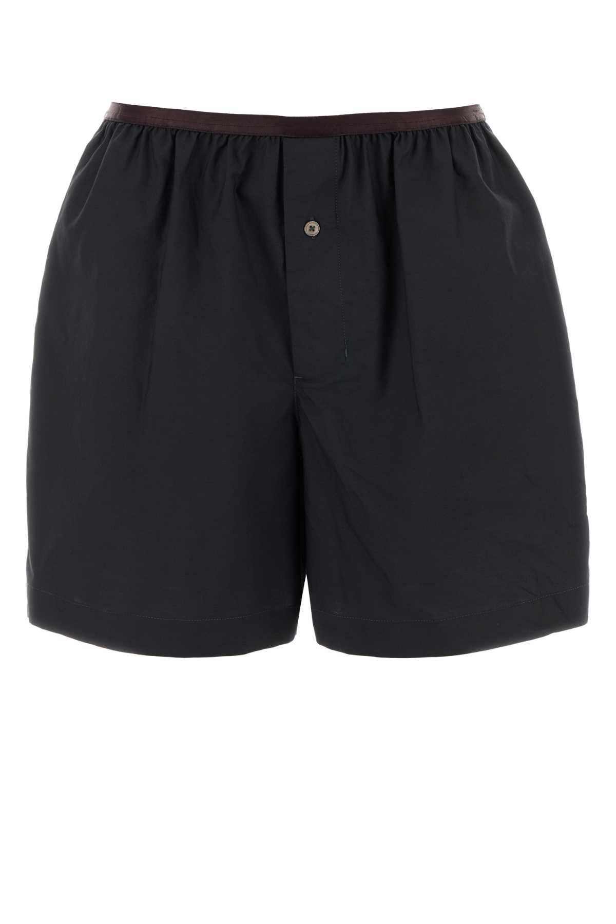 Lemaire Black Cotton Blend Shorts In Blue