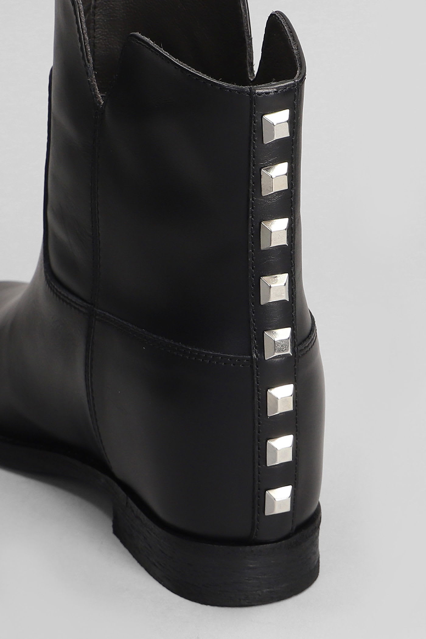Via Roma 15 Ankle Boots Inside Wedge In Black Leather In Multi