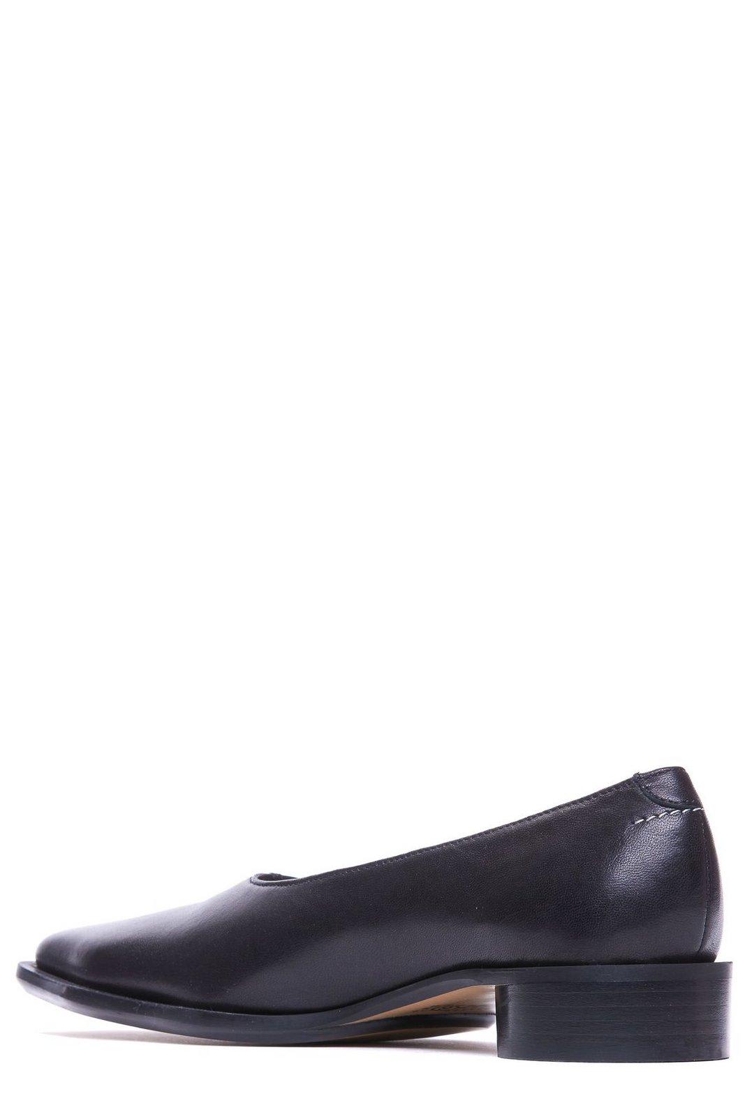 Shop Mm6 Maison Margiela Square Toe Slip-on Ballerinas In Black