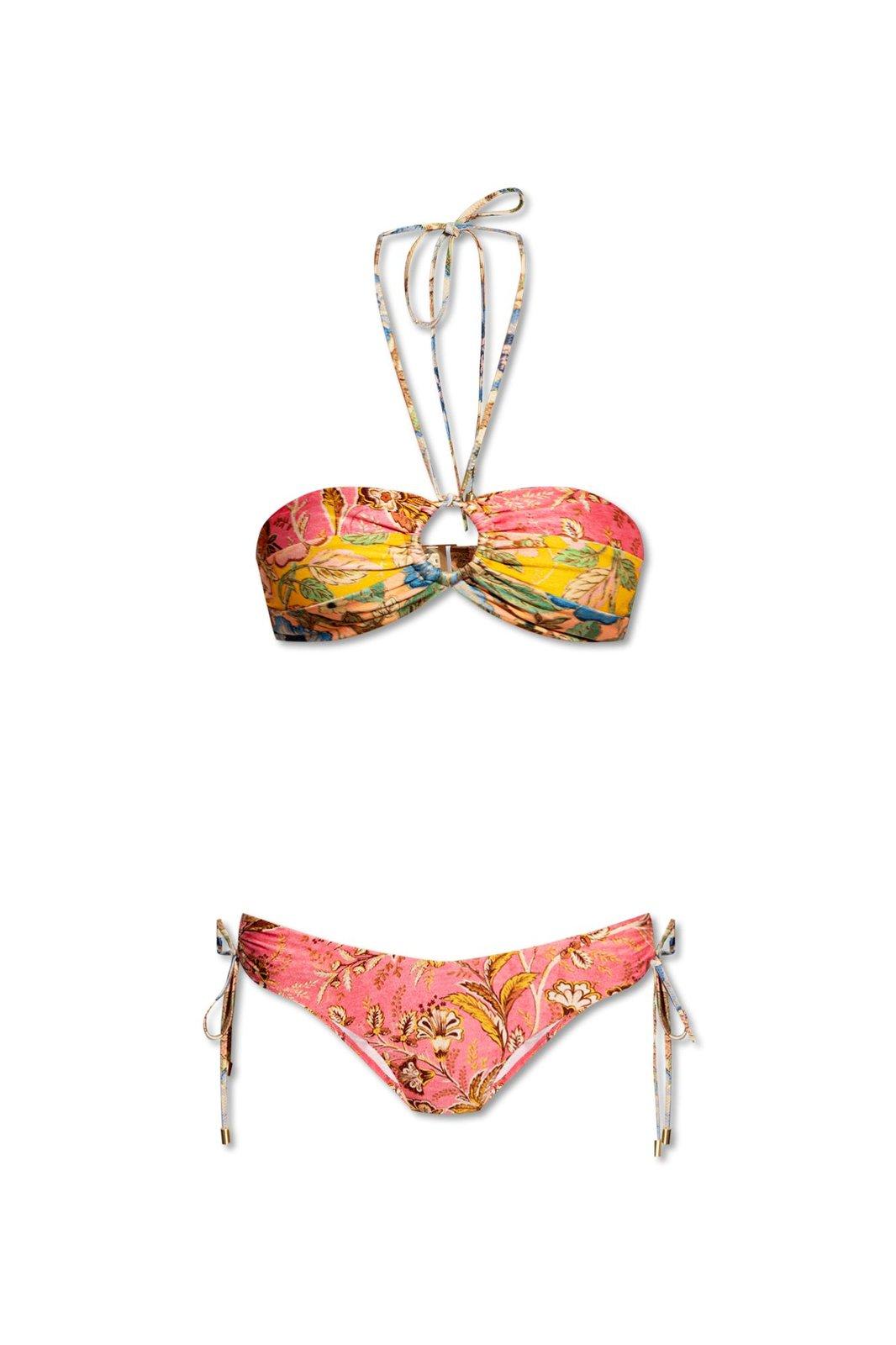 Shop Zimmermann Junie Panelled Halter Bikini Set In Multicolor