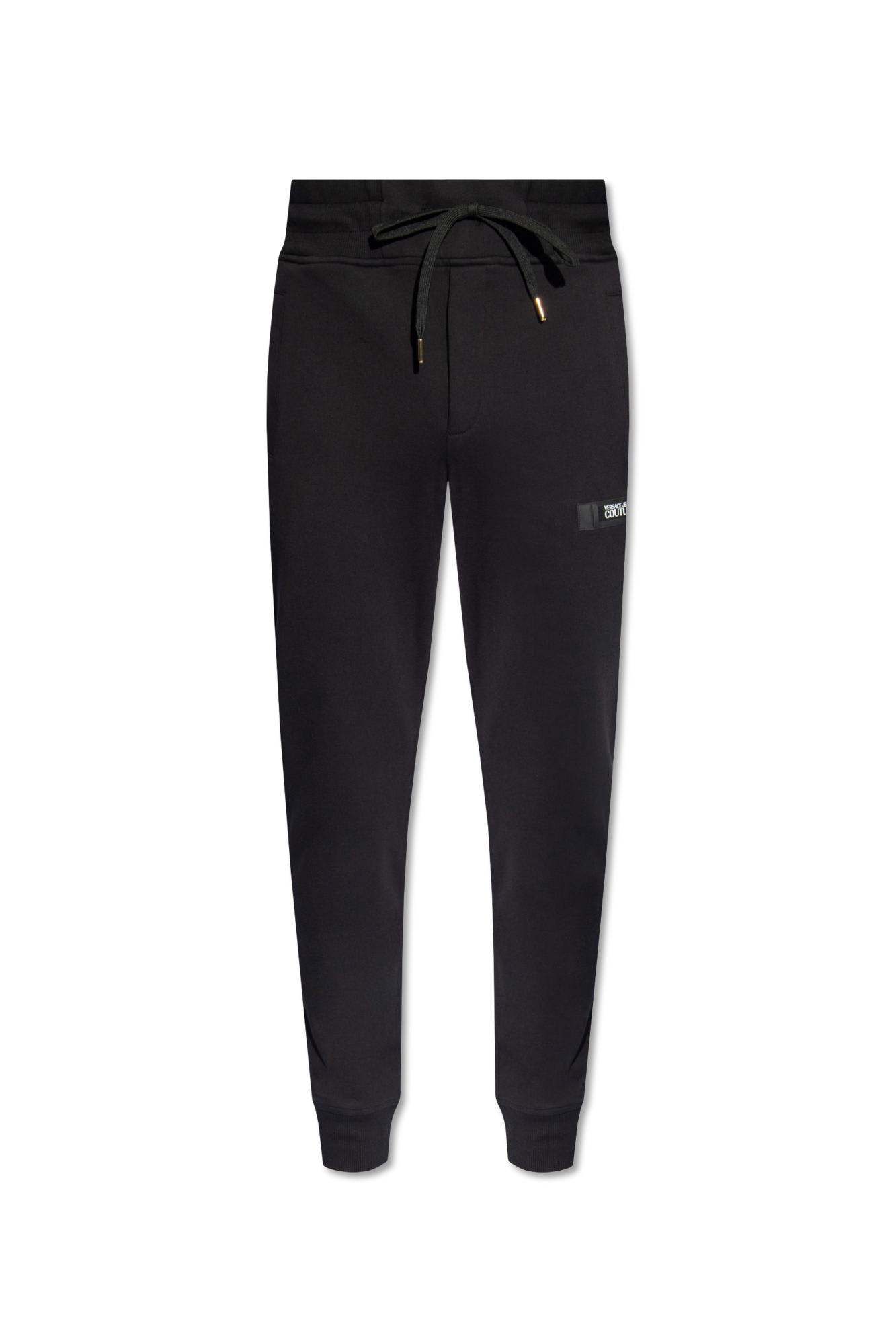 Shop Versace Jeans Couture Sweatpants With Logo Patch In Black