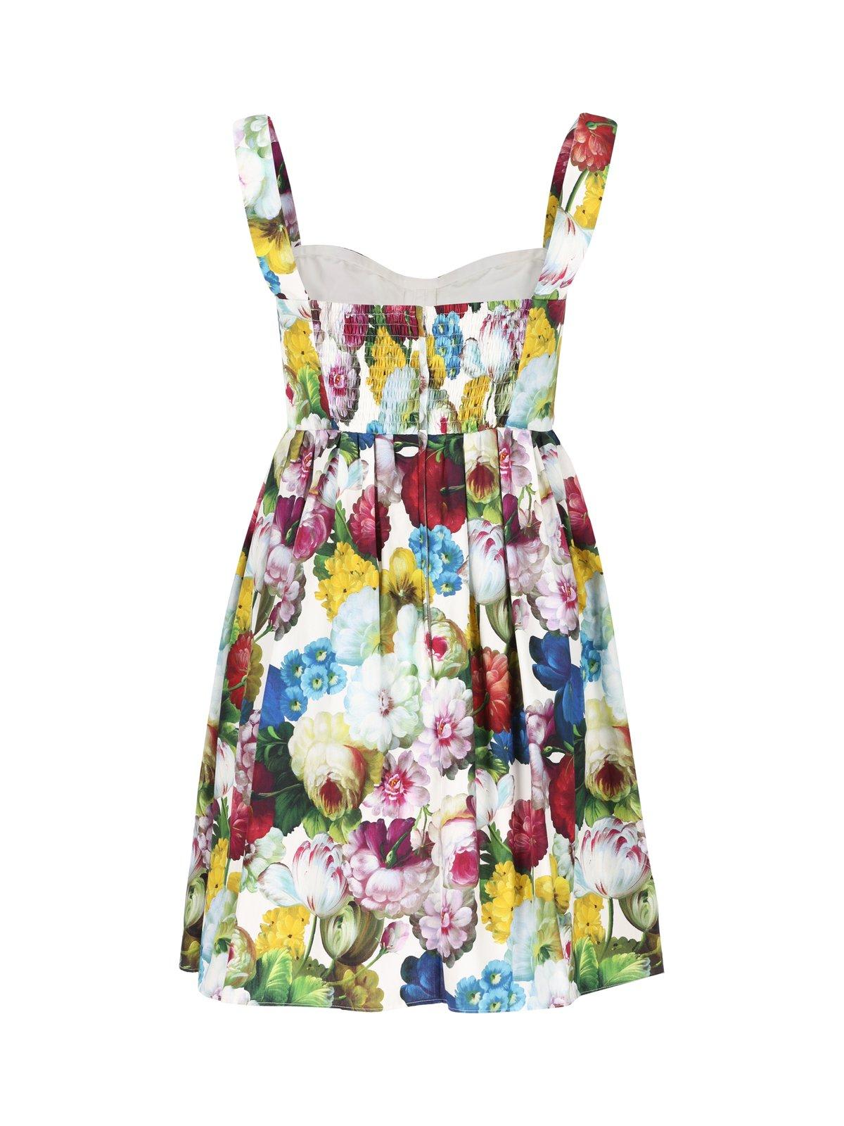 Shop Dolce & Gabbana Floral Printed Mini Corset Dress In Multicolor