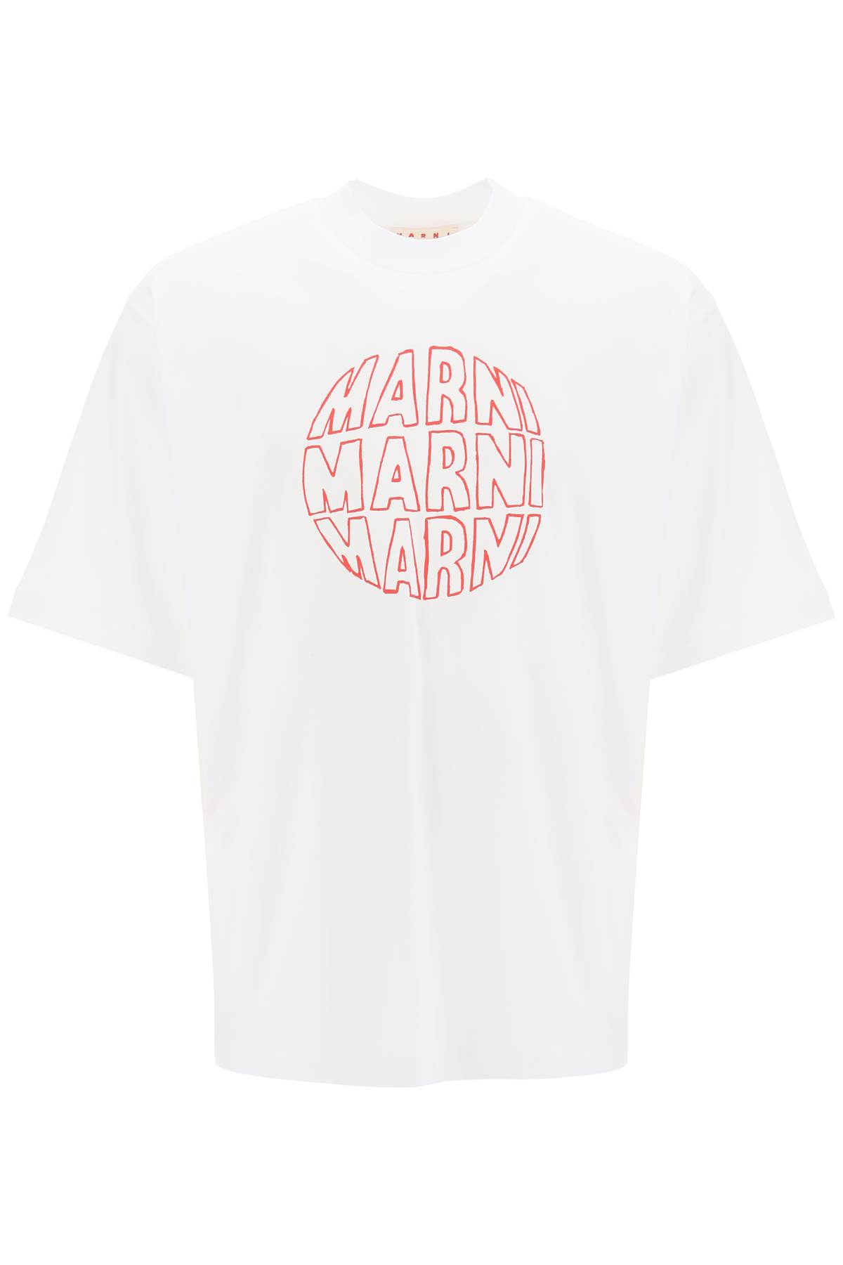 Shop Marni Outline Print T-shirt In Lily White (white)