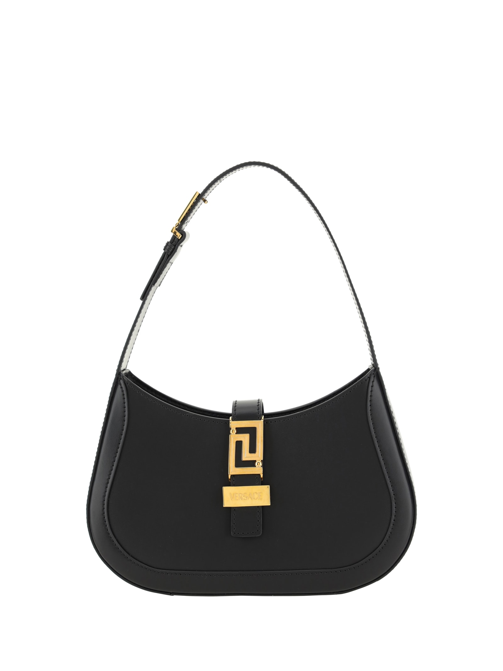 Versace Greca Goddess Handbags In Black- Gold