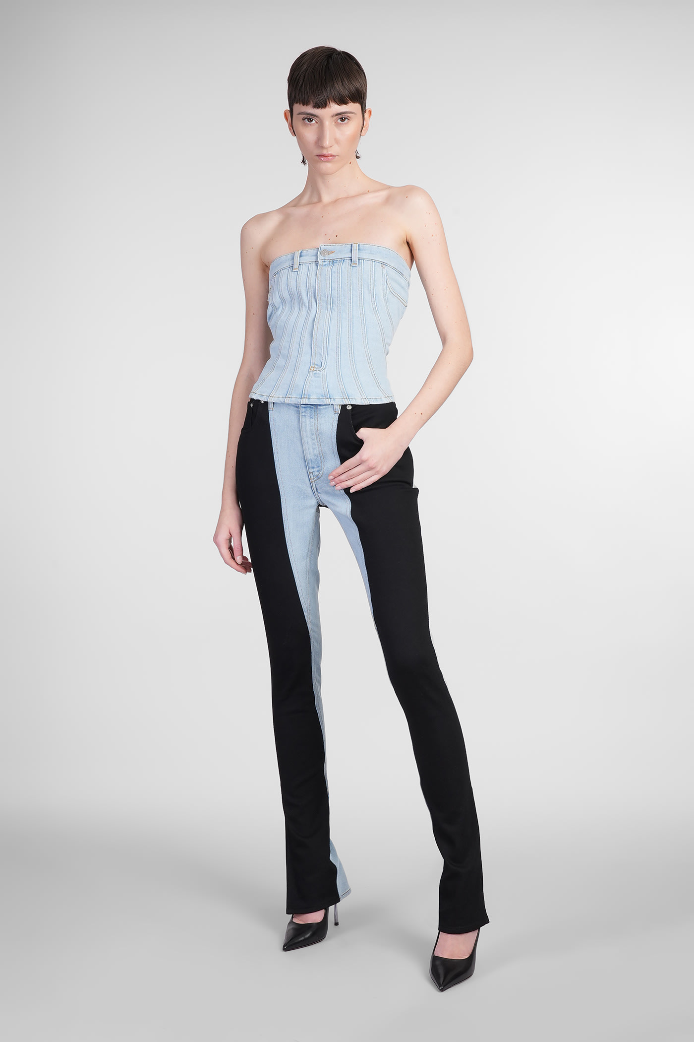 Mugler Women's Denim Bustier Top