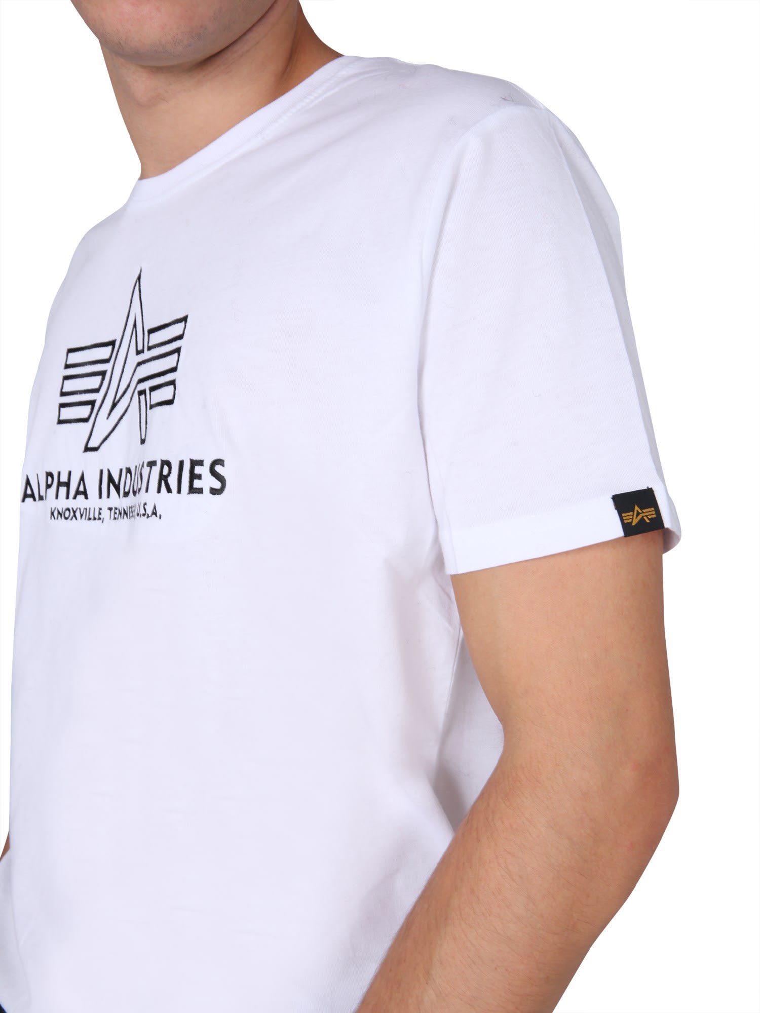 | ModeSens Cotton T-shirt White Print Basic With Logo Industries Alpha Front T-shirt