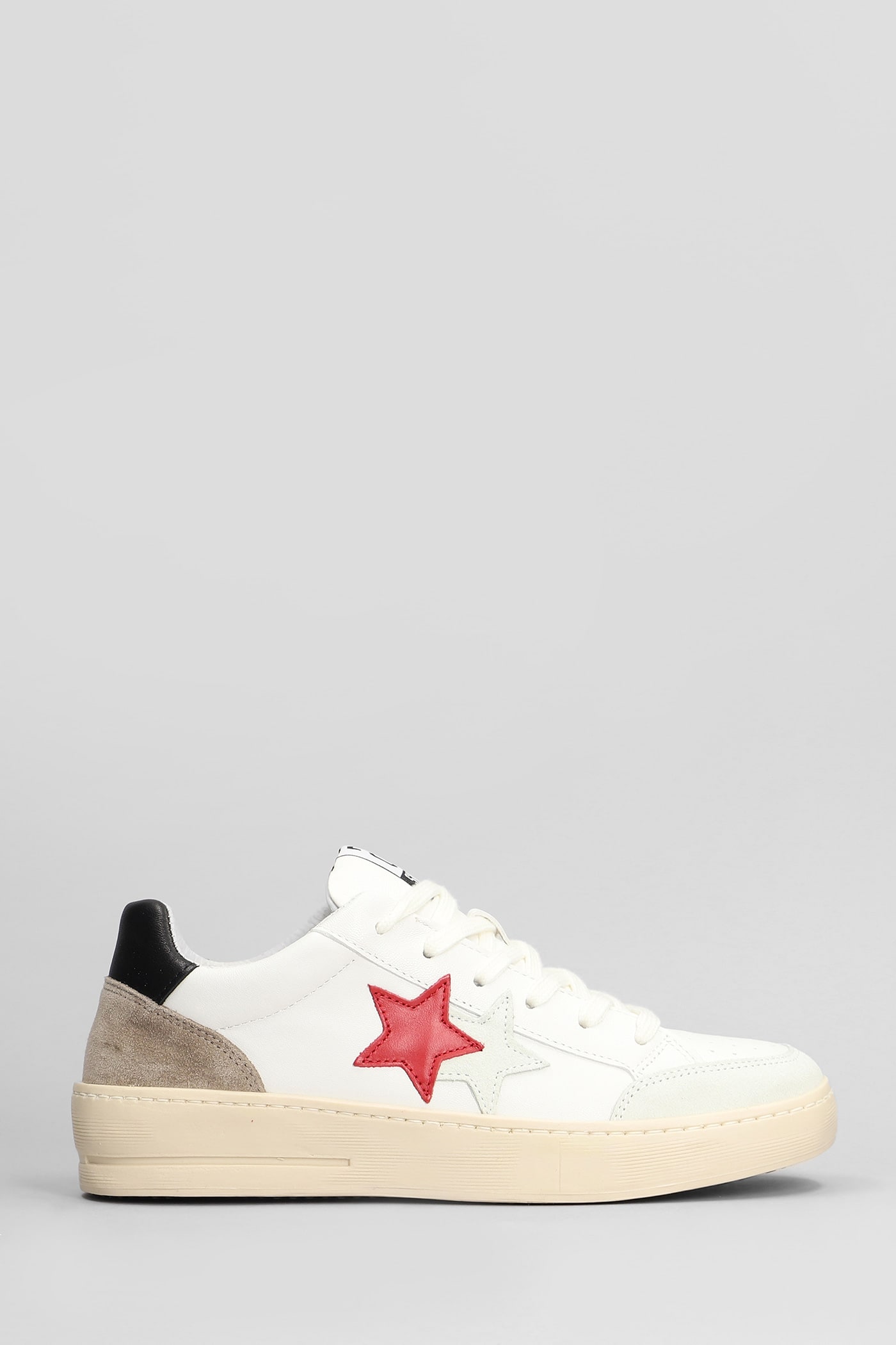 Sneakers In White Suede And Leather