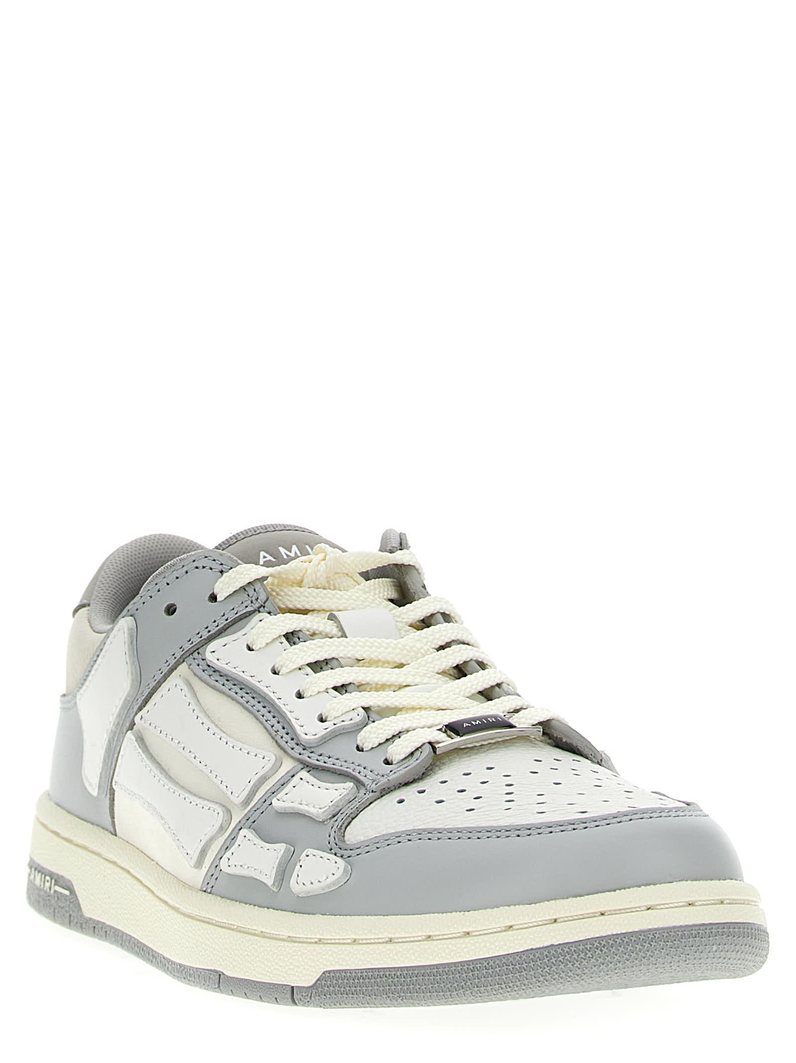 Shop Amiri Skel Top Low Sneakers In Grey/white