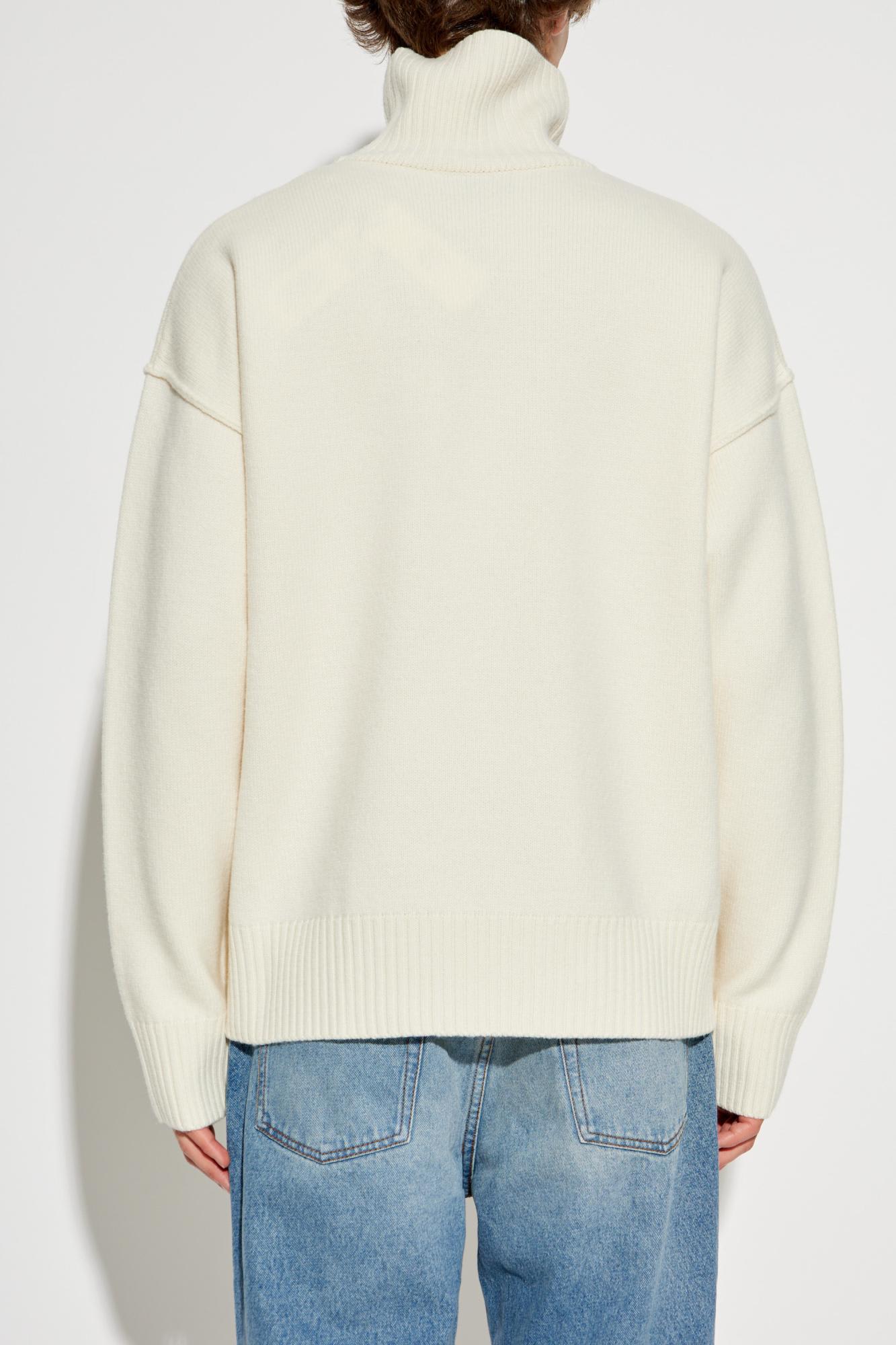 Ami Alexandre Mattiussi Ribbed Crewneck Sweater With Cuffs And Hem In White