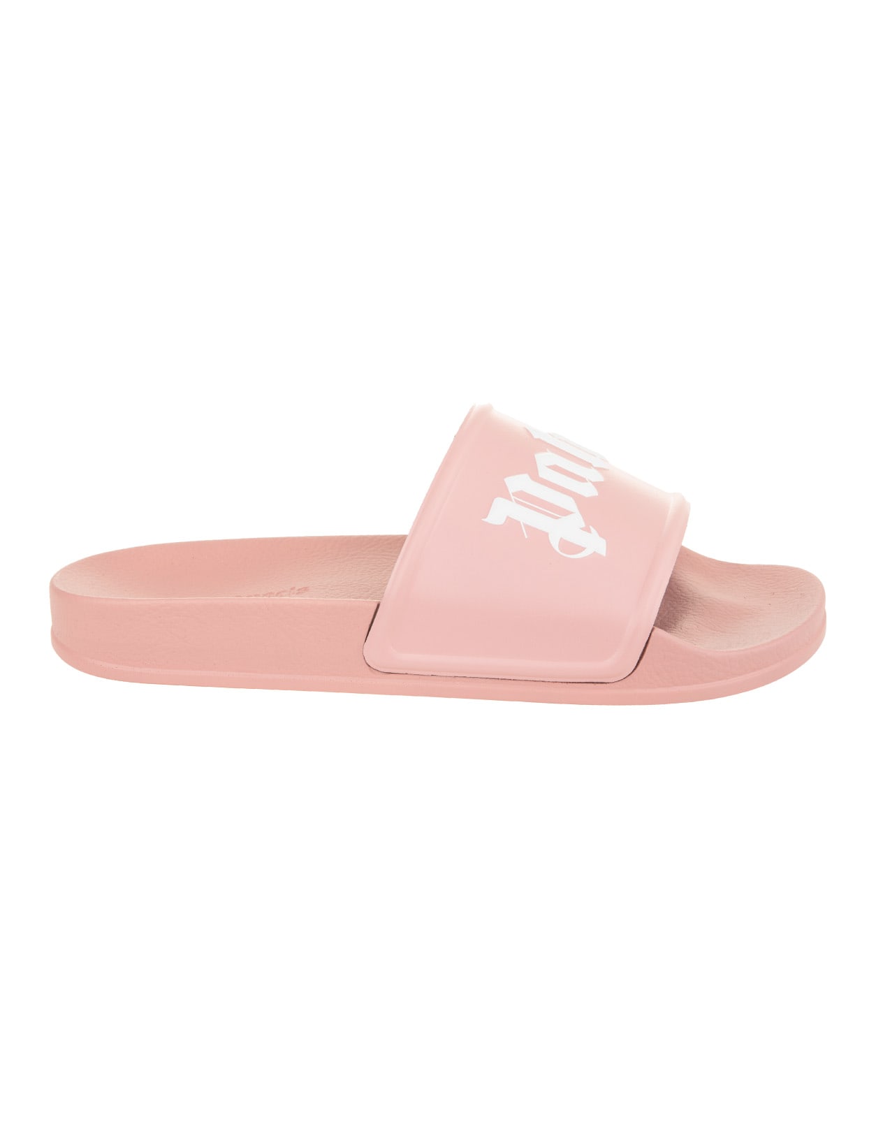 Palm Angels Woman Matte Light Pink Rubber Slipper With White Logo