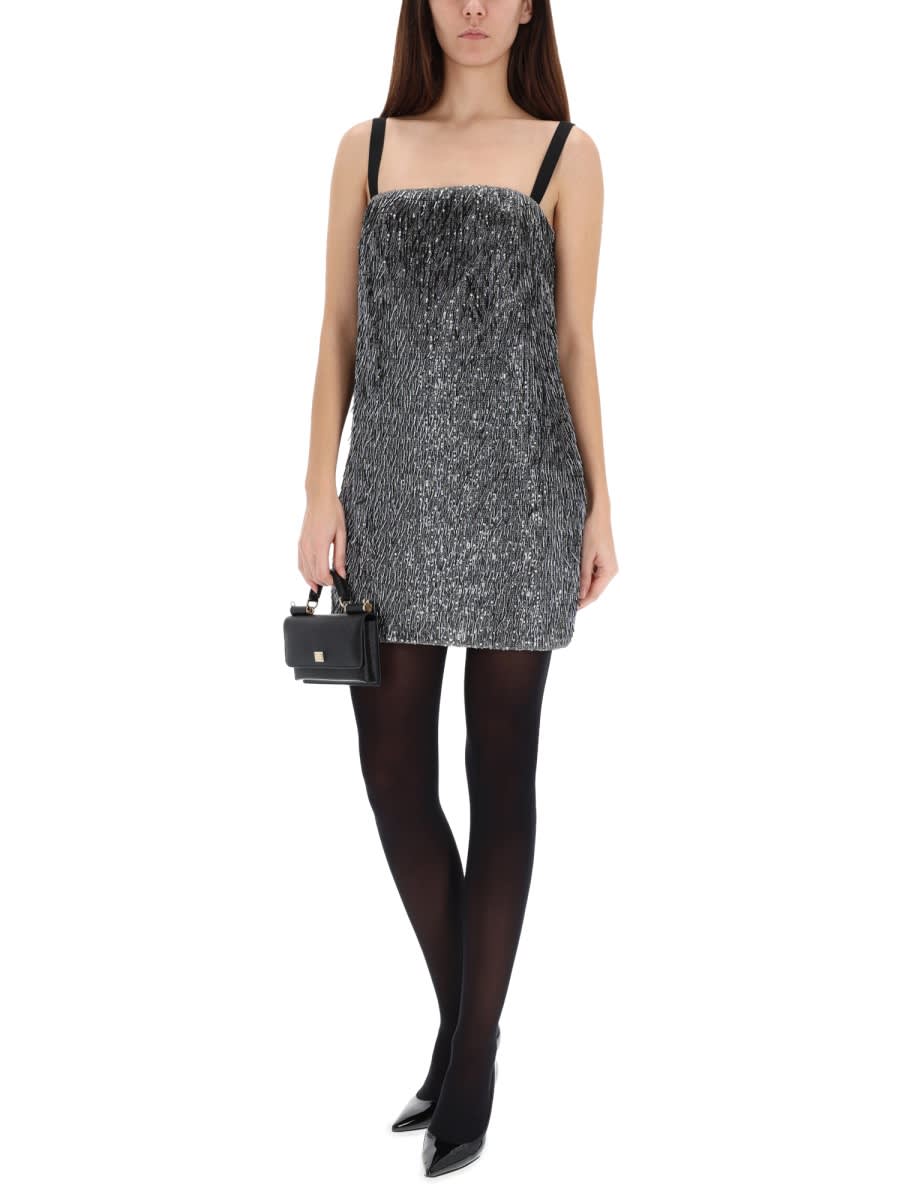 Dolce & Gabbana Sequined Mini Dress In Silver