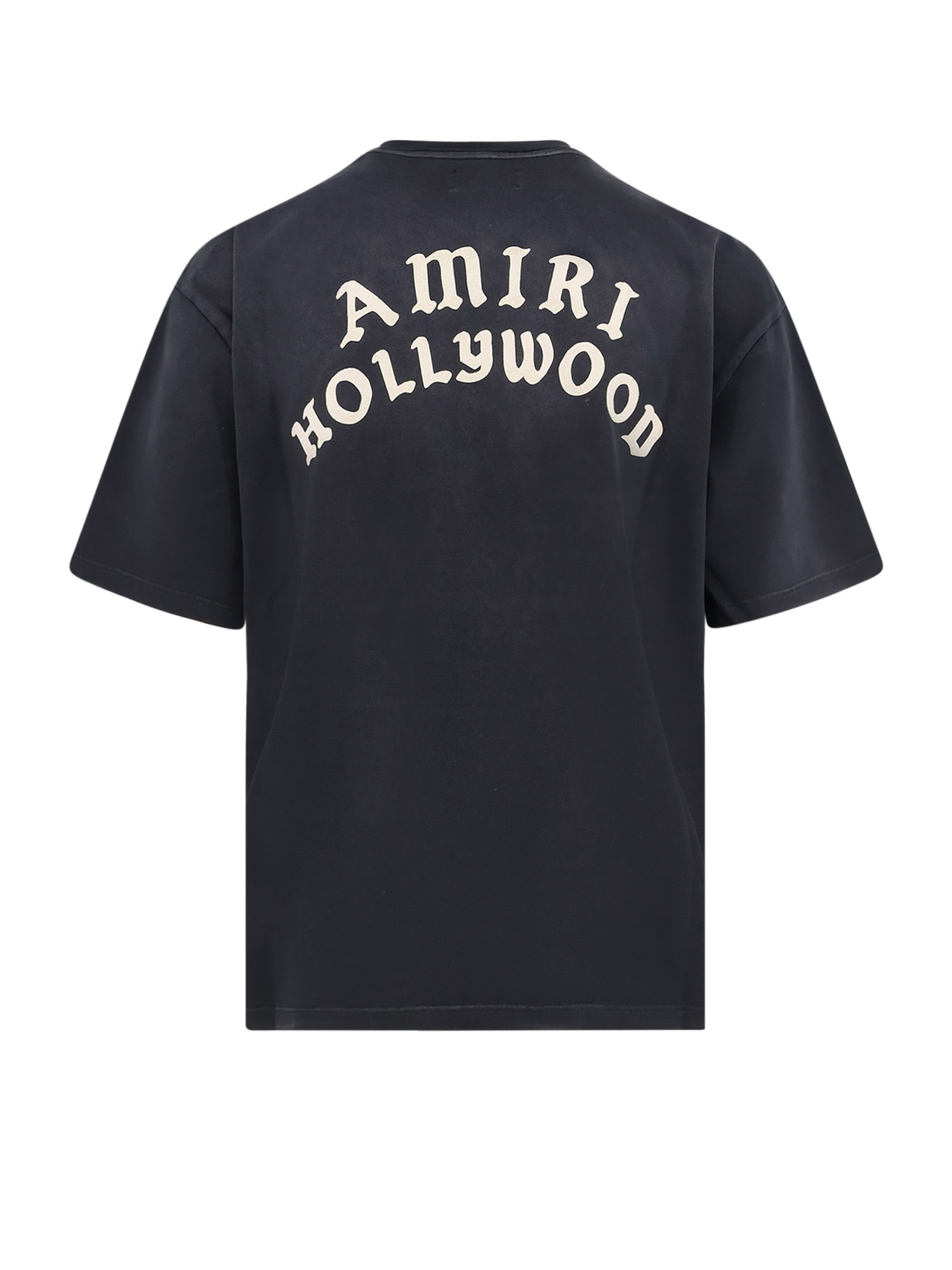 Amiri Black Crewneck T-shirt With Logo Lettering On Front And Rear