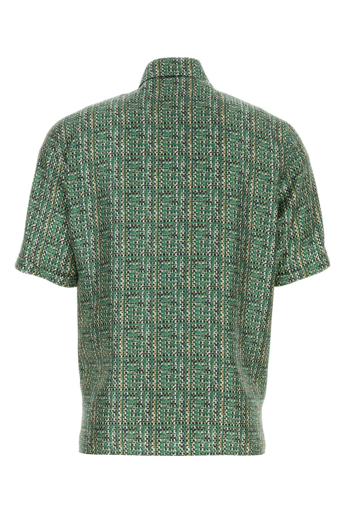 Shop Fendi Printed Silk Shirt In Greenmint