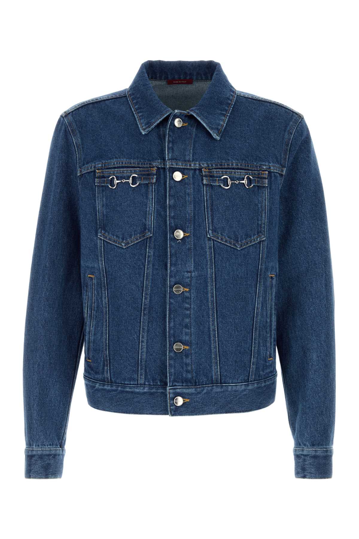 Gucci Denim Jacket Featuring Long Sleeves And Chest Pockets In Black