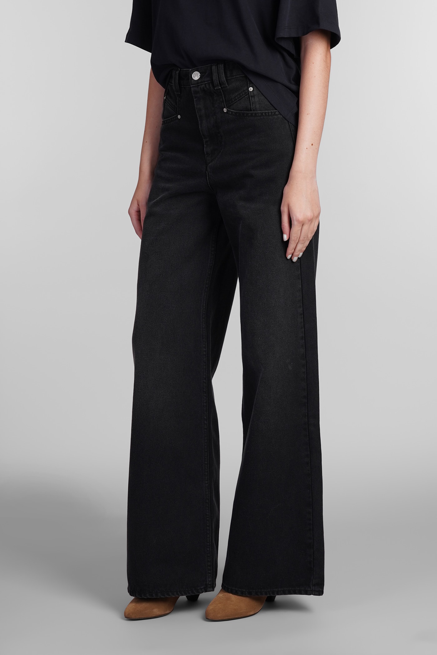 Shop Isabel Marant Lemony Jeans In Black Cotton