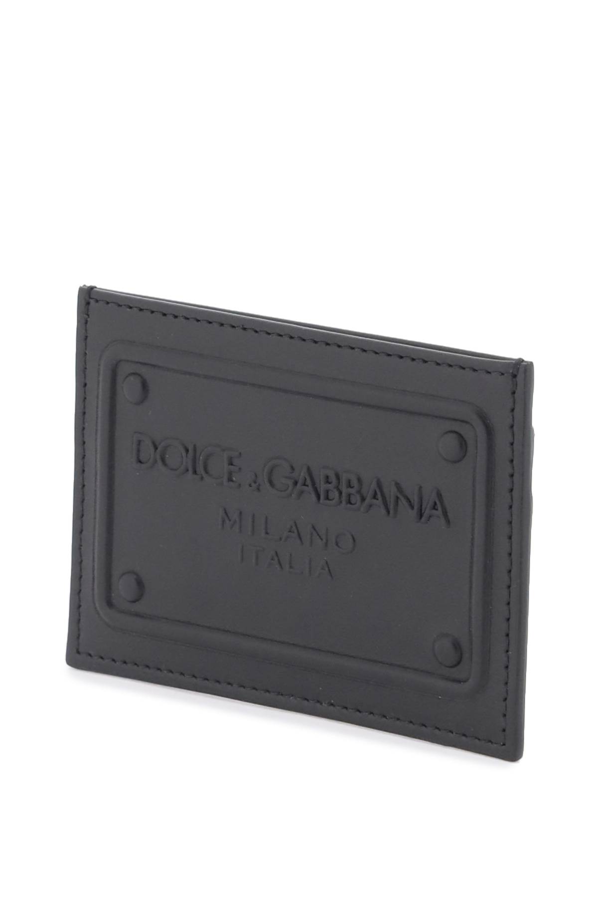 Shop Dolce & Gabbana Embossed Logo Leather Cardholder In Nero (black)