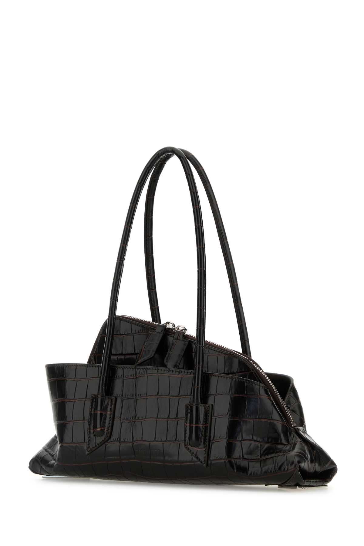 Attico La Passeggiata Small Laminated Leather Shoulder Bag