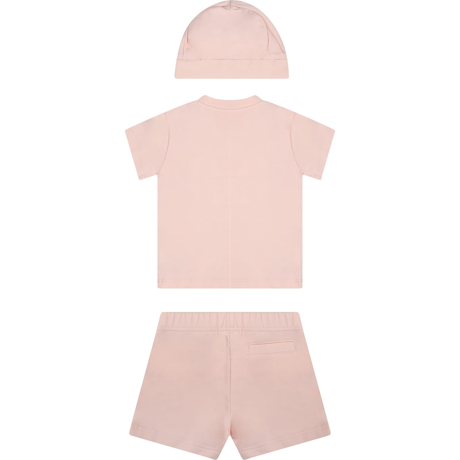 Palm Angels Pink Suit For Baby Girl With Logo In Pink