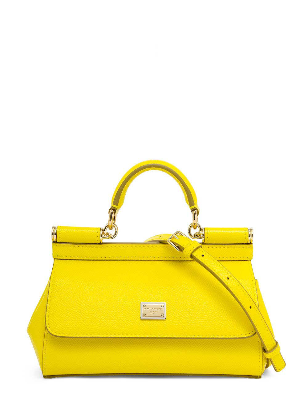 Dolce & Gabbana Sicily Mini Yellow Leather Handbag