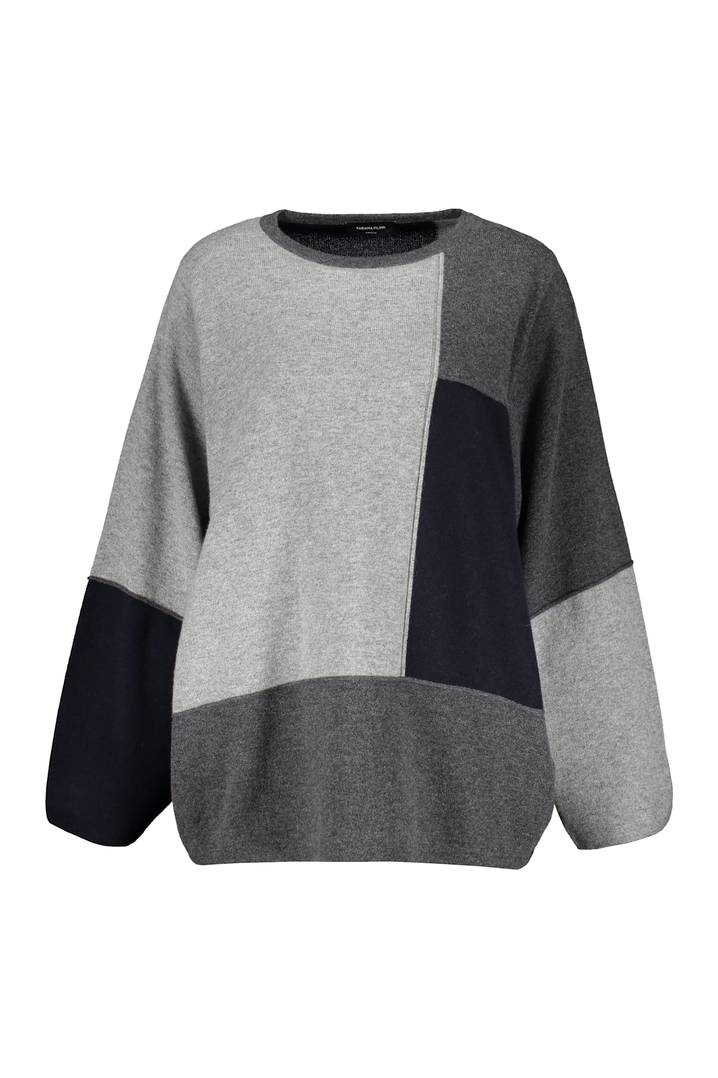 Fabiana Filippi Long Sleeve Crew-neck Sweater In Grey