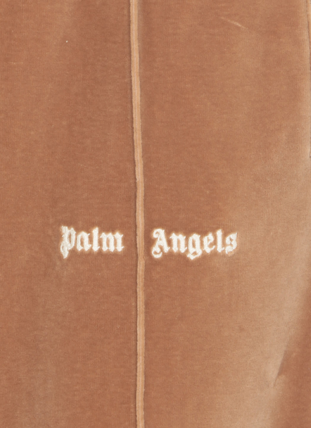 Shop Palm Angels Velvet Loose Track Pants In Beige