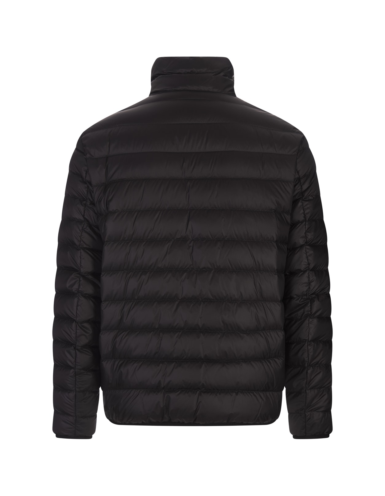 Shop Palm Angels Black Lightweight Down Jacket With Logo