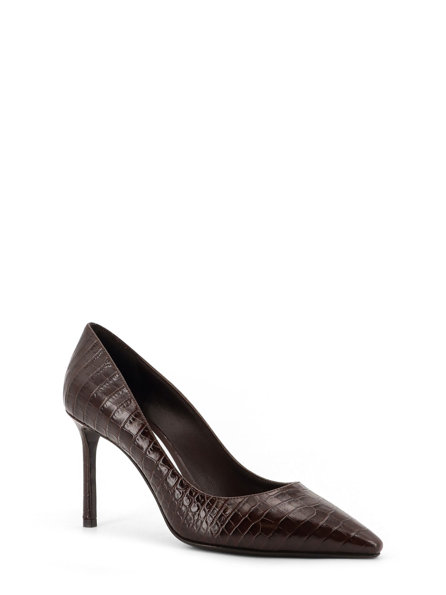 Jimmy Choo Romy 85 Leather Pumps With Croco Effect In Brown