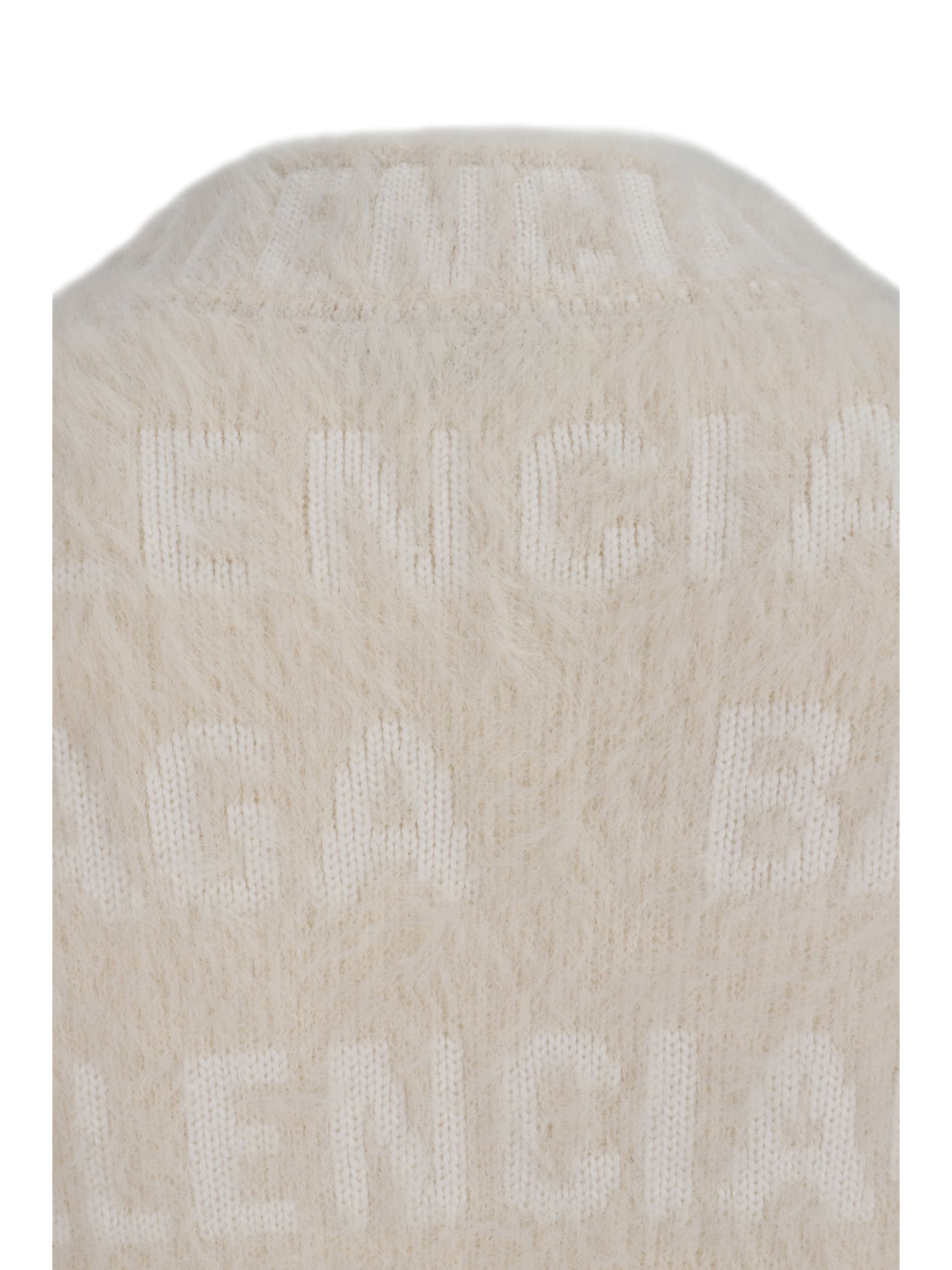 Balenciaga Off-white Allover Furry Fitted Sweater In Ivory