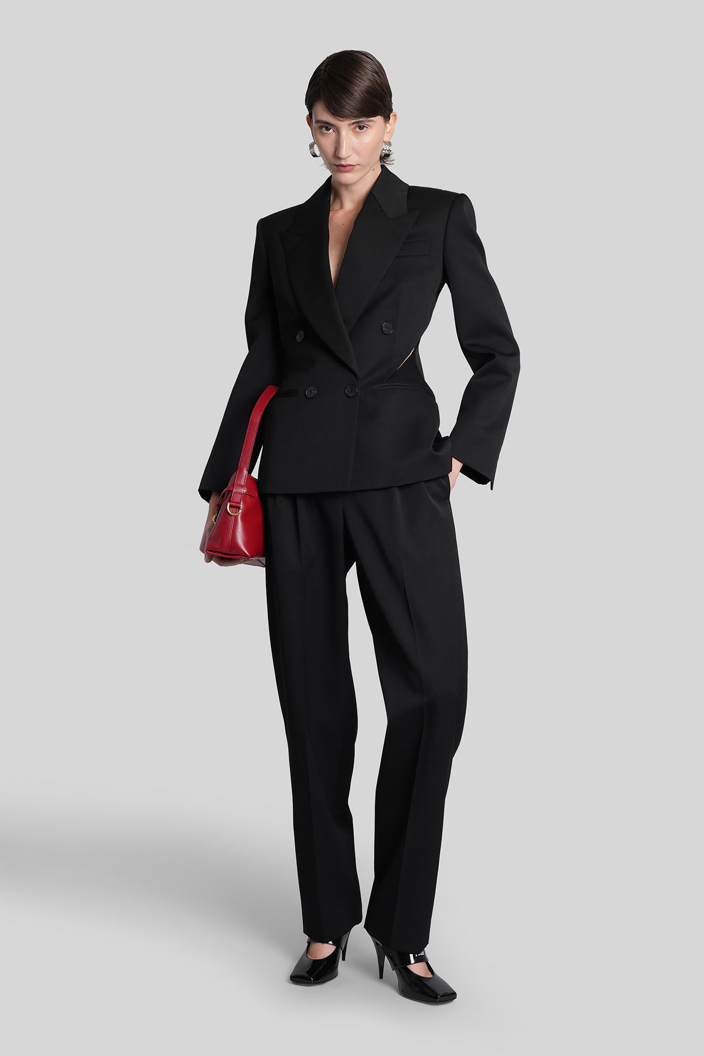 Givenchy Slashed Double-pleated Tapered-leg Trousers In Black