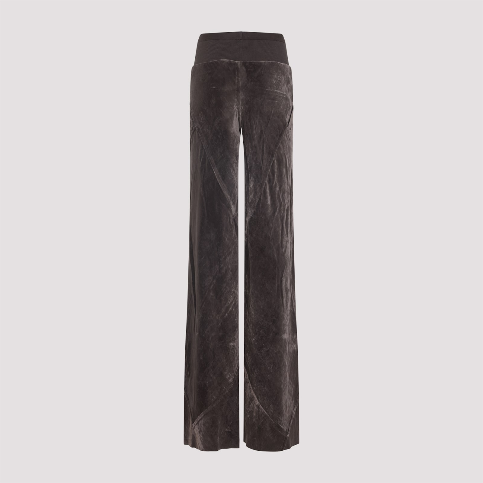 Rick Owens Wide-leg Trousers With Ribbed Waistband In Brown